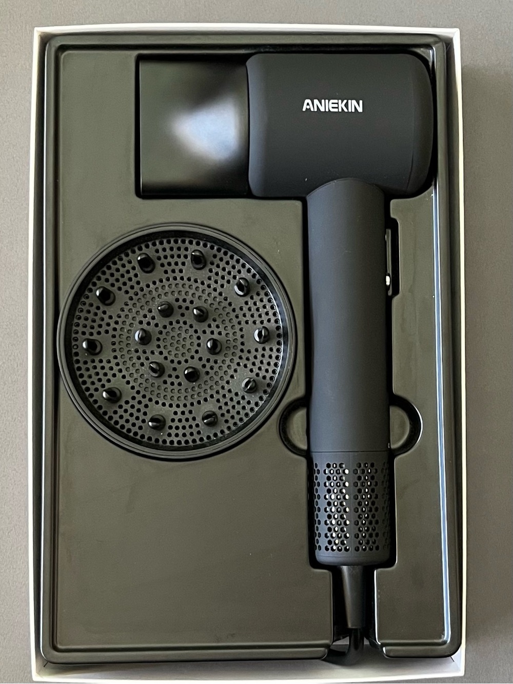 ANIEKIN Matte Black Hair Dryer with Diffuser